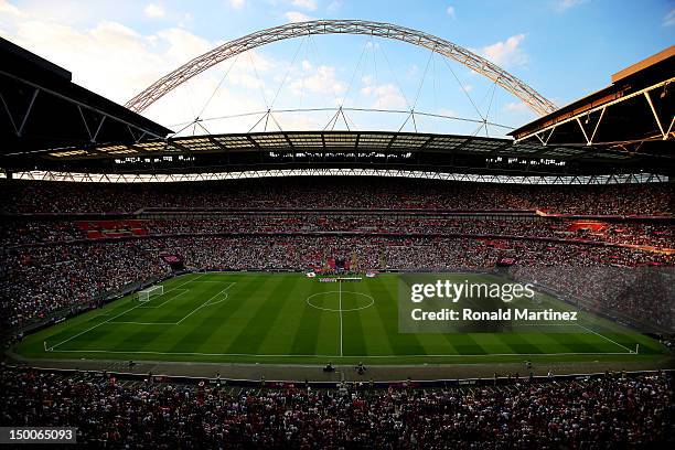 The United States take on Japan in the Women's Football gold medal match on Day 13 of the London 2012 Olympic Games at Wembley Stadium on August 9,...