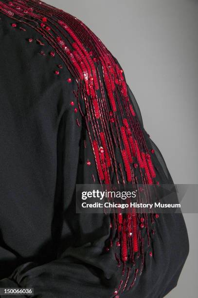 Evening dress, ca 1973 . Silk crepe and satin, sequin, glass bead by James Galanos; worn by ballerina Maria Tallchief .