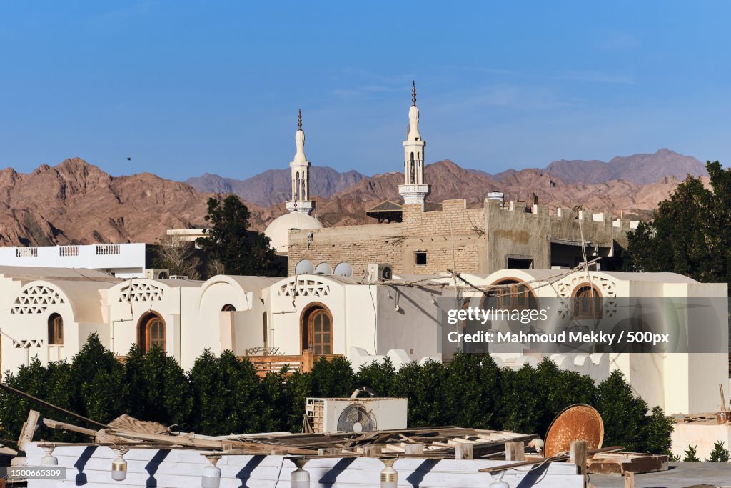 View of buildings against blue sky,Dahab,South Sinai Governorate,Egypt