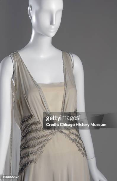 Court presentation gown, 1938 . Silk chiffon, rhinestone, glass beads by Madeleine Vionnet. Court presentation dress worn by Mrs. Potter Palmer II,...
