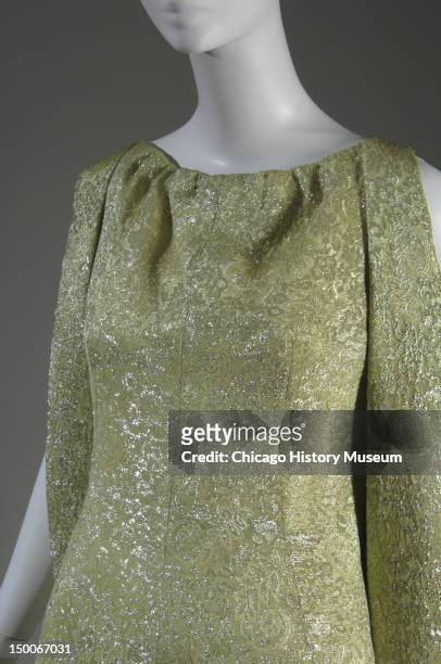 Evening dress and vest, 1966 . Rayon with lame weave by Cristobal Balenciaga.