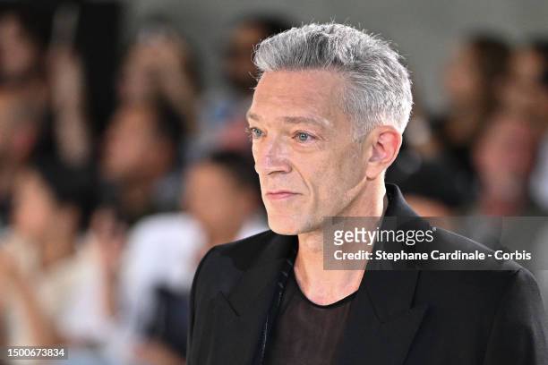 Actor Vincent Cassel walks the runway during the Ami Alexandre Mattiussi Menswear Spring/Summer 2024 show as part of Paris Fashion Week on June 22,...