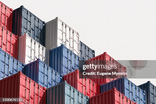 3D abstract composition of shipping containers on top of each other 3D abstract composition of shipping containers on top of each other