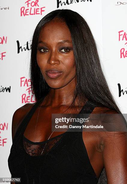 Naomi Campbell attends an olympic celebration dinner hosted by herself in partnership with Fashion For Relief at London's Downtown Mayfair on August...