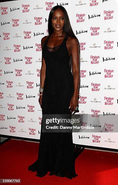 Naomi Campbell attends an olympic celebration dinner hosted by herself in partnership with Fashion For Relief at London's Downtown Mayfair on August...