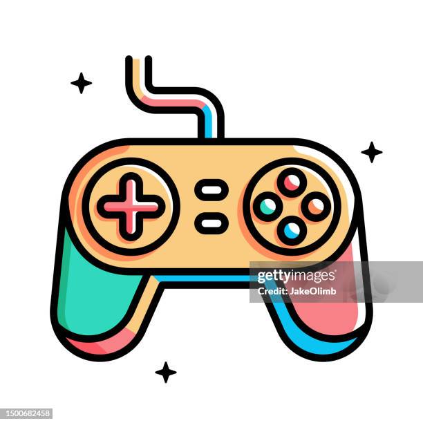 illustrazioni stock, clip art, cartoni animati e icone di tendenza di video game controller icon line art - controller di videogame