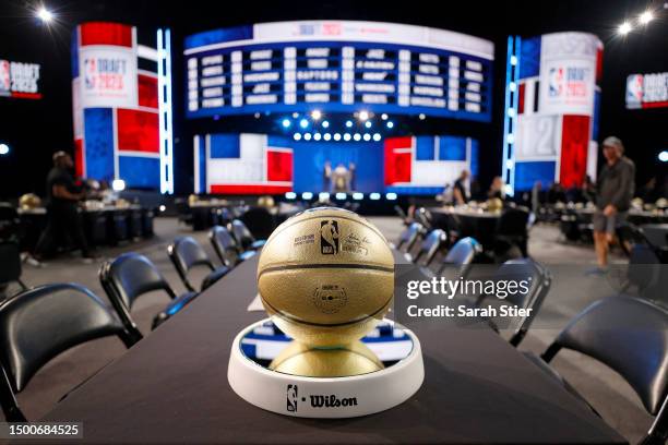 General view of the atmosphere prior to the first round of the 2023 NBA Draft at Barclays Center on June 22, 2023 in the Brooklyn borough of New York...