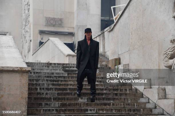 Model walks the runway during the Rick Owens Ready to Wear Spring/Summer 2024 fashion show as part of the Paris Men Fashion Week on June 22, 2023 in...