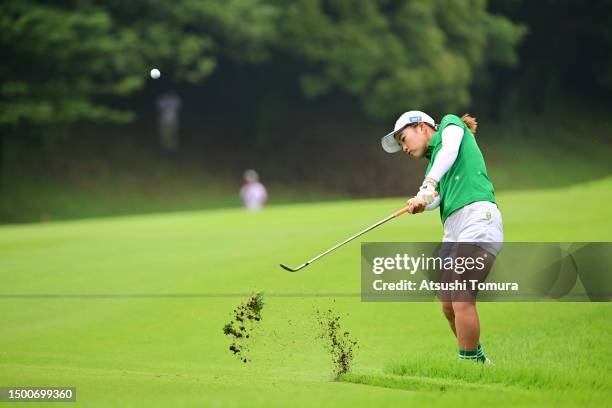 Miyu Sato of Japan hits her third shot on the 1st hole during the second round of Earth Mondahmin Cup at Camellia Hills Country Club on June 23, 2023...