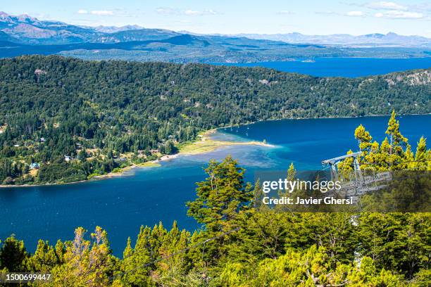 lake nahuel huapi from cerro campanario. bariloche, rio negro, argentina. panoramic view. - negro stock pictures, royalty-free photos & images