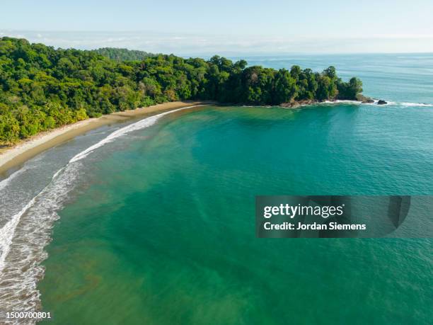 an aerial view of the pacific ocean and coastline in costa rica - san jose costa rica stock pictures, royalty-free photos & images