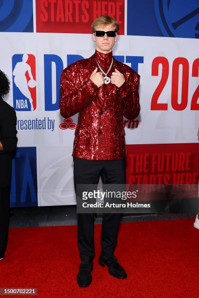 Gradey Dick arrives prior to the first round of the 2023 NBA Draft at Barclays Center on June 22, 2023 in the Brooklyn borough of New York City. NOTE...
