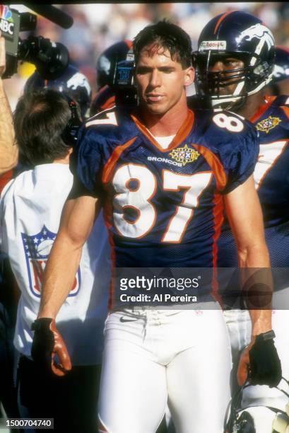 Wide Receiver Ed McCaffrey of the Denver Broncos in the Super Bowl XXXII game between the Green Bay Packers v the Denver Broncos on January 25, 1998...