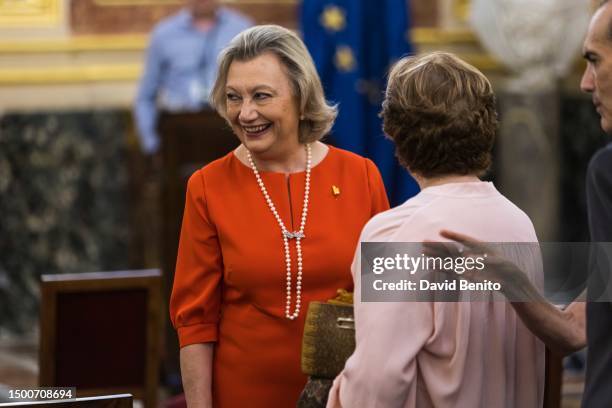 Luisa Fernanda Rudi attends the delivery of the 'Medallas del Congreso' by King Felipe of Spain to the former presidents of the Chamber at the...