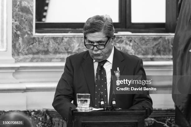 Federico Trillo attends the delivery of the 'Medallas del Congreso' by King Felipe of Spain to the former presidents of the Chamber at the Palacio de...