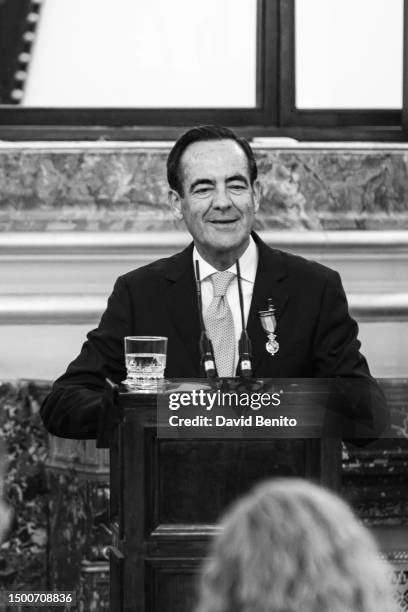 Jose Bono attends the delivery of the 'Medallas del Congreso' by King Felipe of Spain to the former presidents of the Chamber at the Palacio de los...