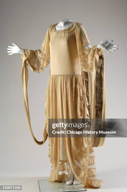 Wedding dress, 1924 . Silk crepe, lace, lame, pearls, net by Jeanne Lanvin.