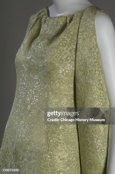 Evening dress and vest, 1966 . Rayon with lame weave by Cristobal Balenciaga.