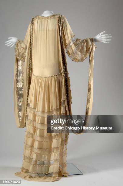 Wedding dress, 1924 . Silk crepe, lace, lame, pearls, net by Jeanne Lanvin.