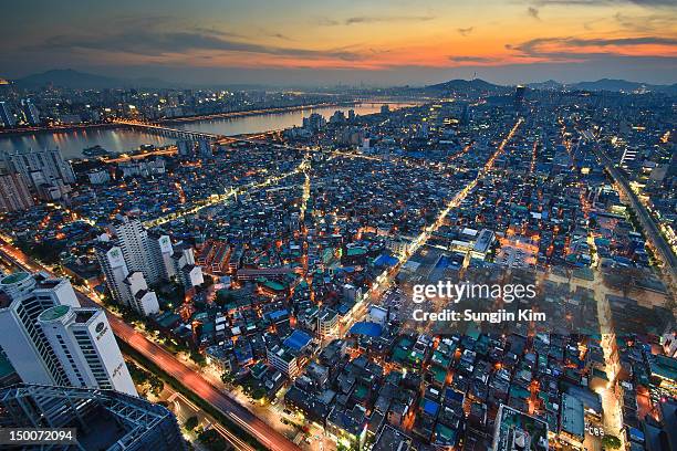 cityscape - seoul aerial stock pictures, royalty-free photos & images