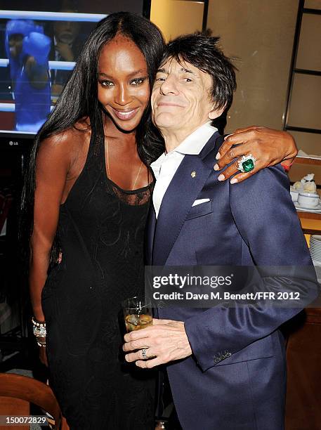 Naomi Campbell and Ronnie Wood attend as Naomi Campbell hosts an Olympic Celebration Dinner in partnership with Fashion For Relief, Interview...