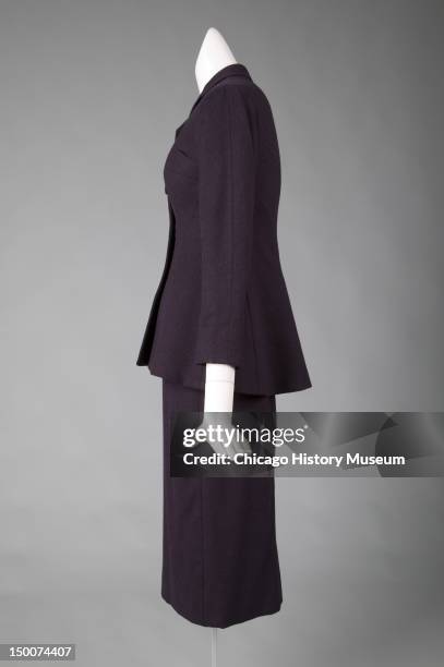 Tunic suit, Pagoda, 1955 . Wool, silk taffeta by Charles James; worn by Mrs Albert H Newman, nee Muriel Kallis. Known as the 'Pagoda,' James ranked...