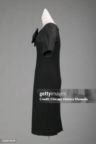 Sheath dress, 1955 . SIlk faille, cashmere by Charles James; worn by donor, Mrs Howard Linn, nee Lucy Mccormick Blair.