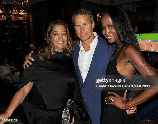Zaha Hadid, Vladislav Doronin and Naomi Campbell attend as Naomi Campbell hosts an Olympic Celebration Dinner in partnership with Fashion For Relief,...