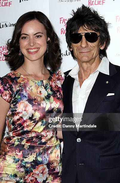 Ronnie Wood and Sally Humphreys attend an olympic celebration dinner hosted by Naomi Campbell in partnership with Fashion For Relief at LondonÕs...