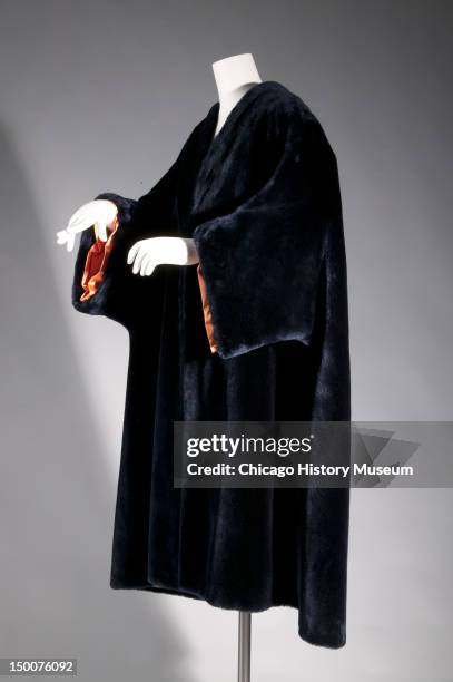 Coat, ca 1958 . Polyester plush, polyester organza, silk satin by Charles James; worn by Mrs William R Zwecker, nee Margaret Sartori Bushee.