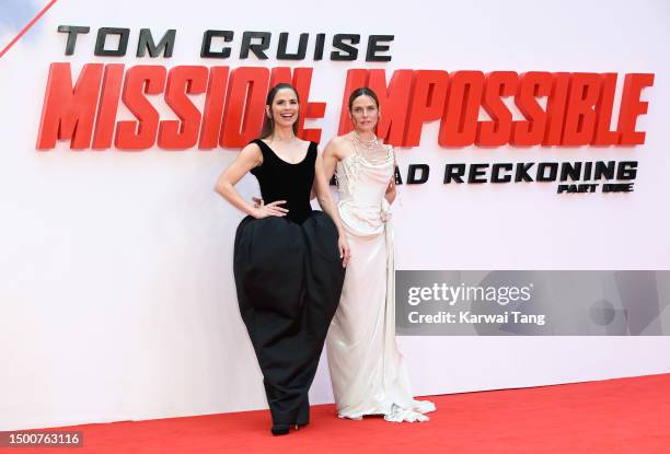 Hayley Atwell and Rebecca Ferguson attend the "Mission: Impossible - Dead Reckoning Part One" UK Premiere at Odeon Luxe Leicester Square on June 22,...