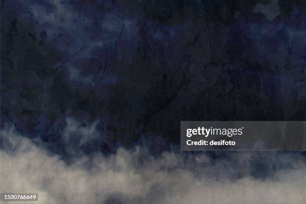 dark grey coloured cloudy textured blank empty horizontal wall like vector background as shaded dark clouds or overcast sky or fog or haze - wispy stock illustrations