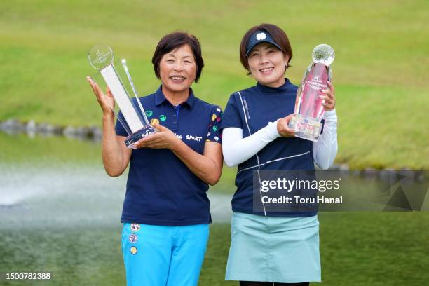 Legends Championship Grand Senior tournament winner Yueh-Chyn Huang of Chinese Taipei and JLPGA Legend Championship tournament winner Misato...