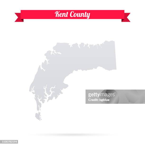 kent county, maryland. karte auf weißem hintergrund mit rotem banner - maryland staat stock-grafiken, -clipart, -cartoons und -symbole