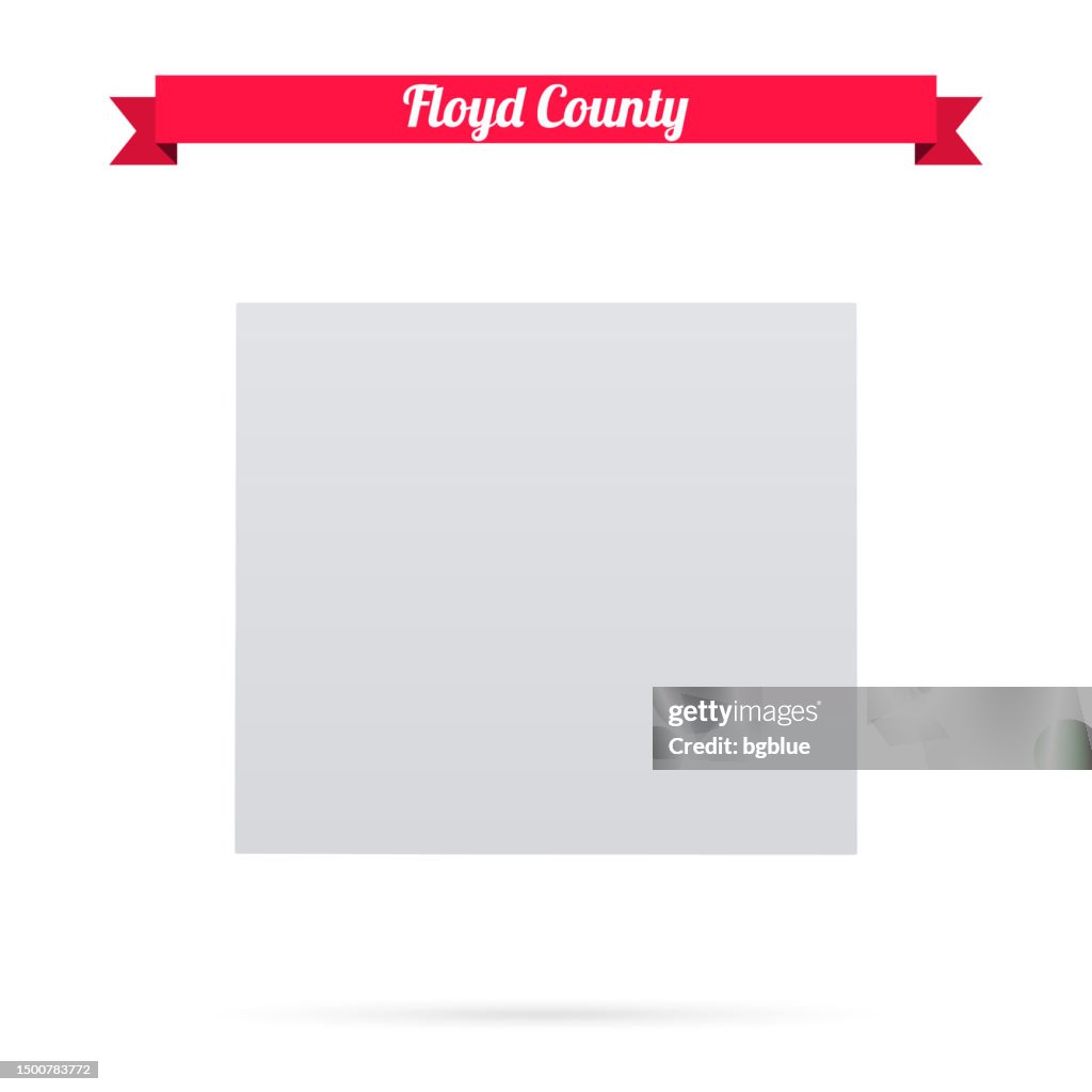 Floyd County, Iowa. Map on white background with red banner