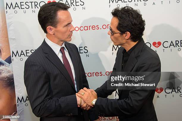 New York State Senate candidate John A. Messer and musician Marc Anthony attend the 2012 Maestro Cares Foundation Benefit at El Museo Del Barrio on...