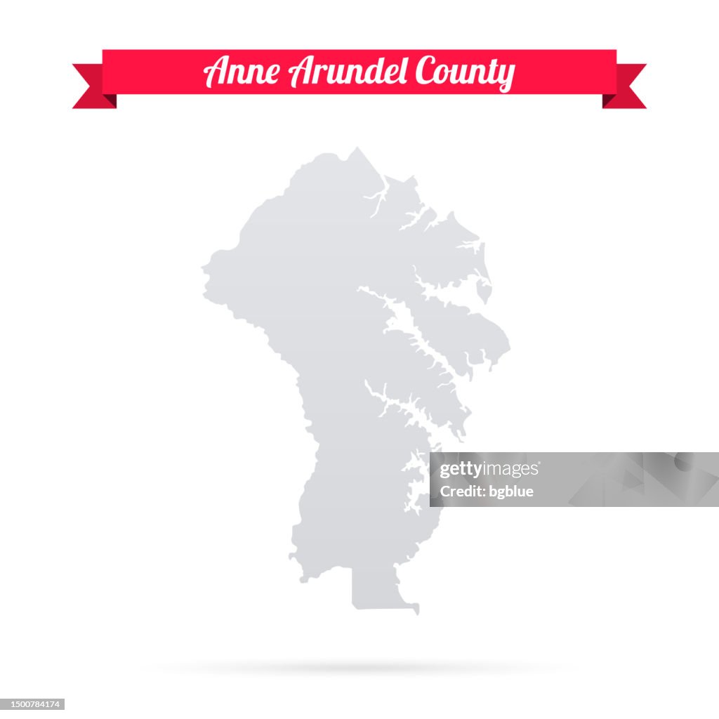 Anne Arundel County, Maryland. Map on white background with red banner