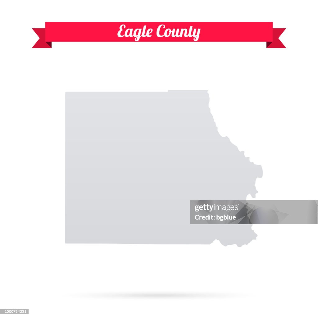 Eagle County, Colorado. Map on white background with red banner