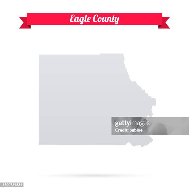eagle county, colorado. map on white background with red banner - eagle colorado stock illustrations