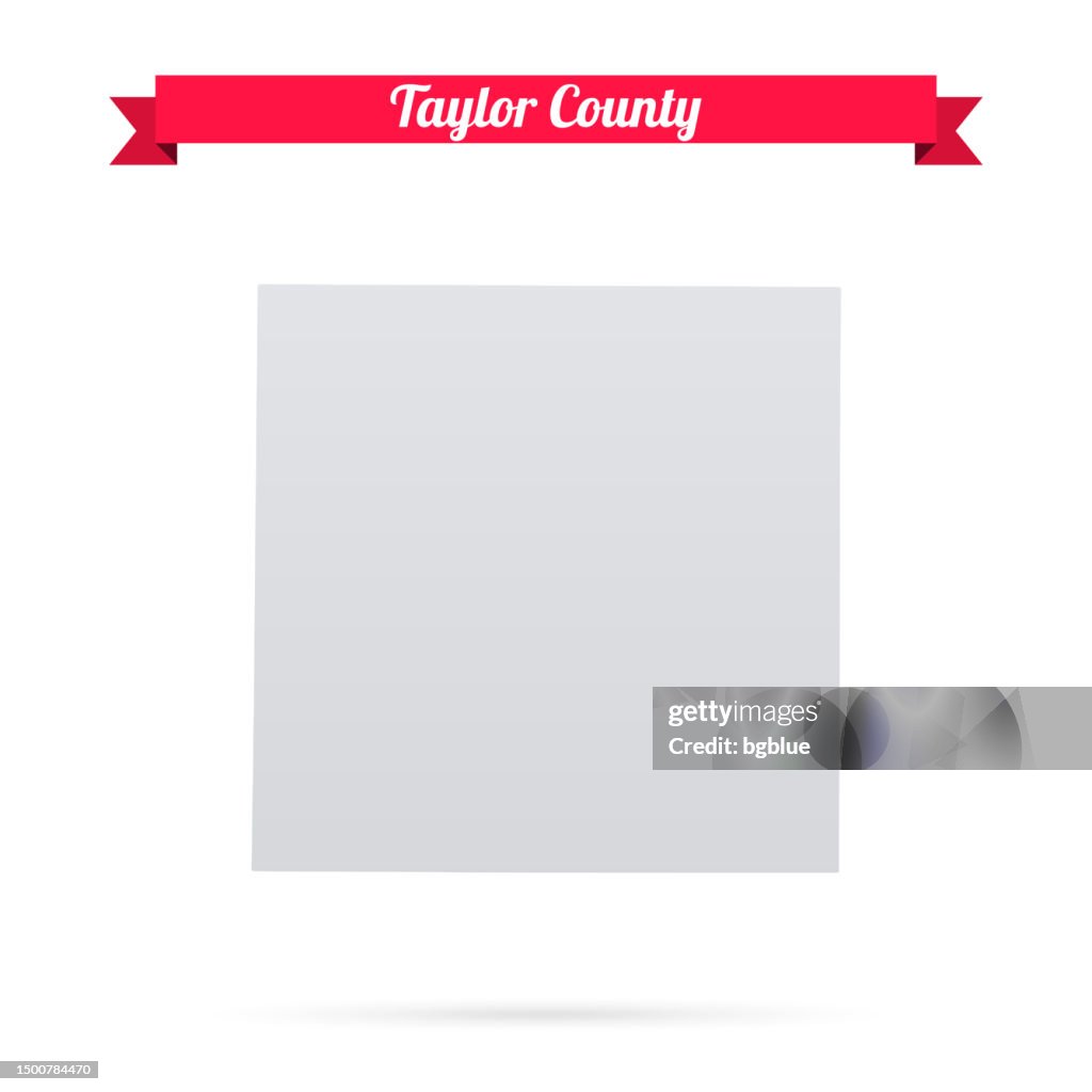 Taylor County, Texas. Map on white background with red banner