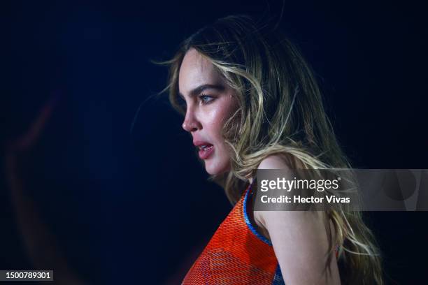Singer Belinda performs during the Pride event by Calvin Klein at Lago Algo Restaurant on June 22, 2023 in Mexico City, Mexico.