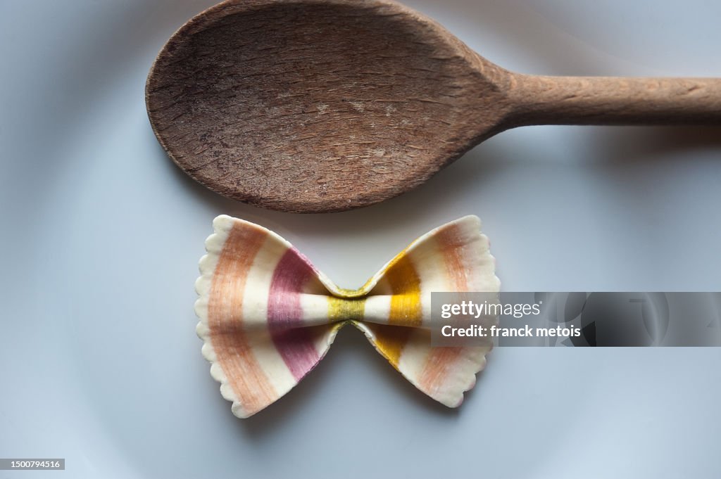 Multi coloured farfalle arcobaleno pasta