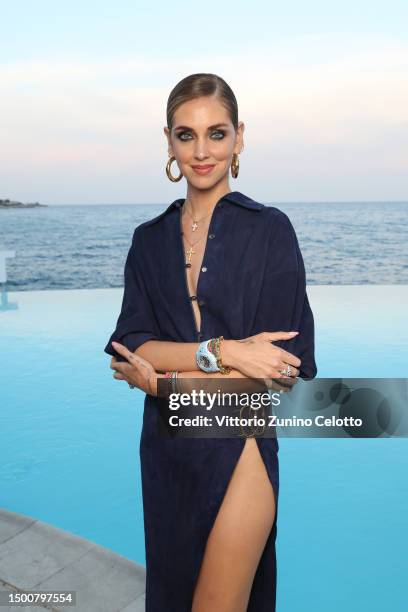 Chiara Ferragni attends the launch of the new Big Bang Unico Azur by Hublot at Hotel Cap-Estel on June 22, 2023 in Èze, France.