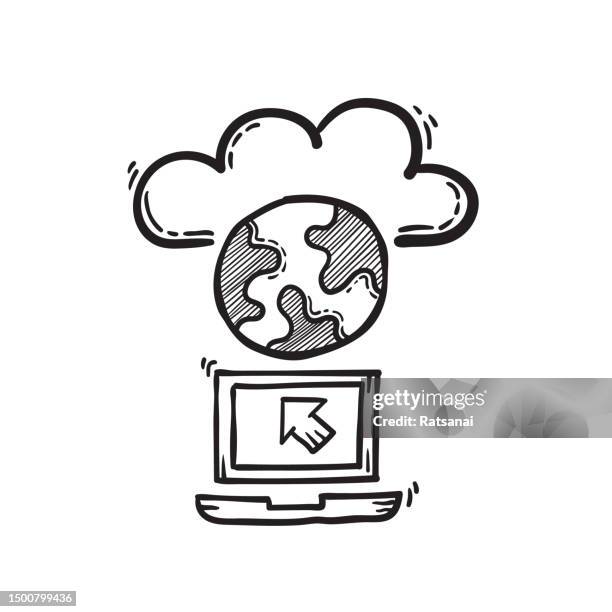 world technology icon hand drawing - computer recycling stock illustrations