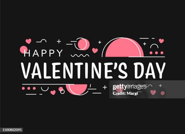 valentine's day banner template isolated on black background - fiancé stock illustrations