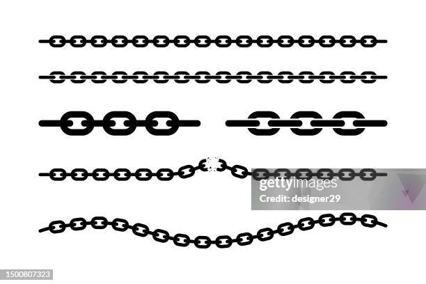 ilustrações, clipart, desenhos animados e ícones de design de vetor de conjunto de cadeia no fundo branco. - corrente