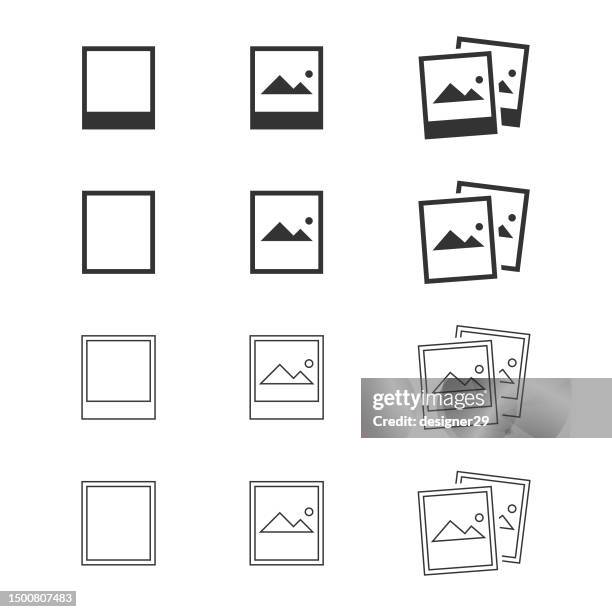 photo frame icon set vector design on white background. - photo collage template stock illustrations
