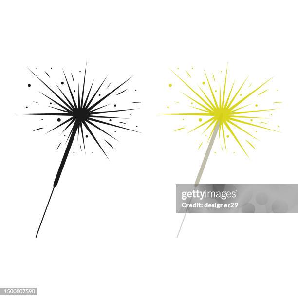 ilustrações de stock, clip art, desenhos animados e ícones de sparkler icon vector design on white background. - queimadas