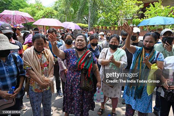 New Delhi, India – June 20: Refugees from Myanmar, during a peaceful prayer meeting on the occasion of International Refugee Day, outside the UNHCR...