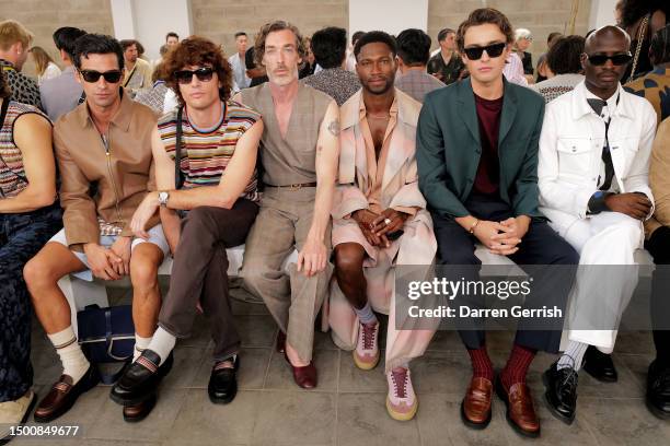 Francisco Faria, Alex Sanchez de Mora, Richard Biedul, Sadiq Desh, Ryan Predevel and Demi Oyenekan attend the Paul Smith Paris fashion week menswear...